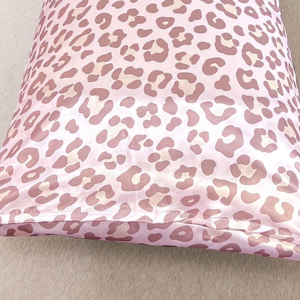 Leopard Print Pillow Covers Set of 4 with Sleep Mask and Headband Machine Washable Polyester Woven Fabric Travel Bedroom Decorative Pillowcase