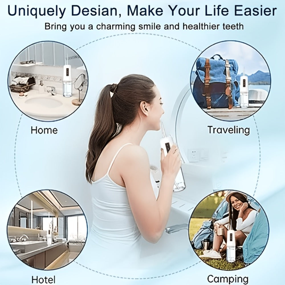 Oral Irrigator with 360¡ã Rotatable Nozzle & Smart Chip Pressure Control ¨C Electric Water Flosser for Deep Tooth & Gum Cleaning, 4 Colors, Portable Dental Mouth Rinser for Home & Travel