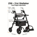 Rollator Walker for Seniors Foldable with 8-Inch Big Wheels, Durable Aluminum All-Terrain Rolling Walker with Ergonomic Backrest & Dual Adjustable Height, Upright Walker Option Available for Elderly