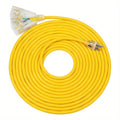 Extension Cord 25FT Heavy Duty Outdoor Indoor 14/3 SJTW Yellow 3-Outlet Tri-Tap Splitter with LED Lighted Plug 15A 1875W Grounded Power Cord for Workshop Garage Job Site Construction