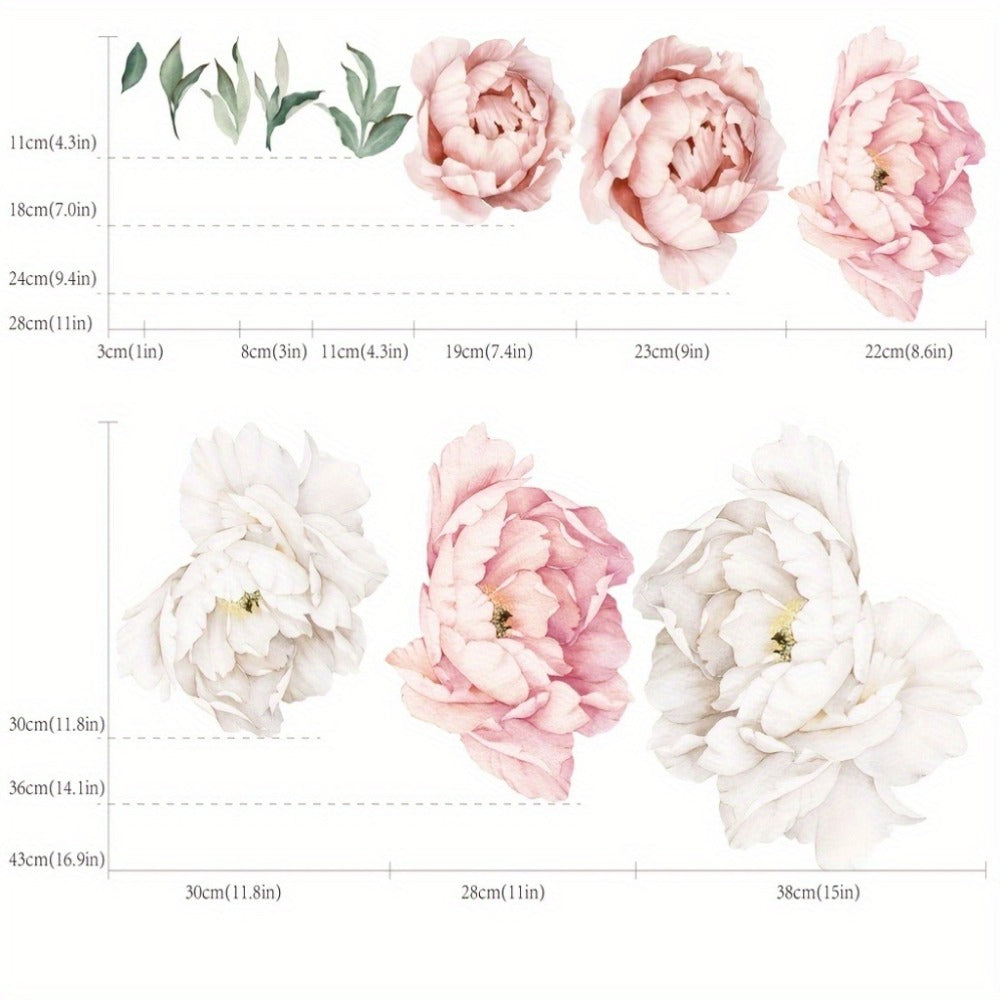 Peony Flower Window Glass Sticker ¨C Anti-Collision Waterproof Decorative Glass Film, European Floral Wall & Window Decal for Home Decor, 17.7 x 47.2 Inches (2 Styles)