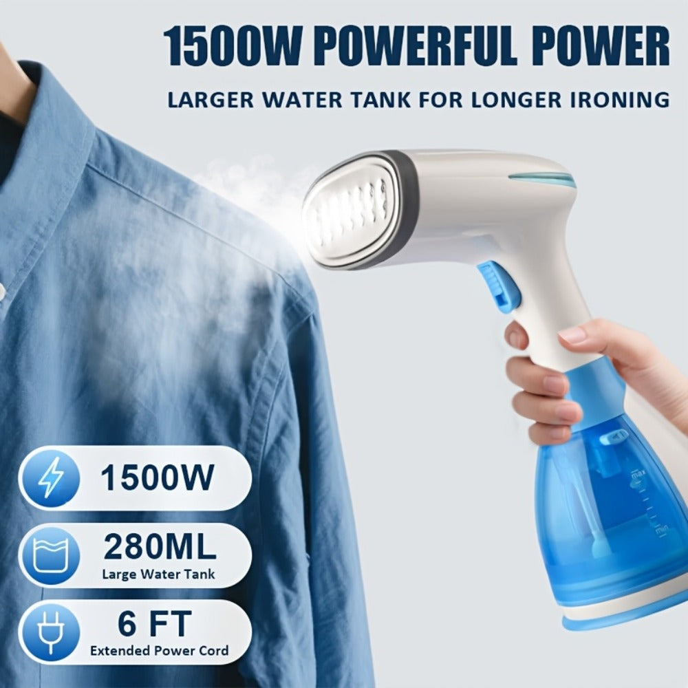 Handheld Garment Steamer 1500W with 9.47oz Removable Water Tank, Portable Fabric Steamer 30s Fast Heat-Up with Accessories Kit, Compact Mini Steam Iron for Clothes Home Travel Office, US Plug