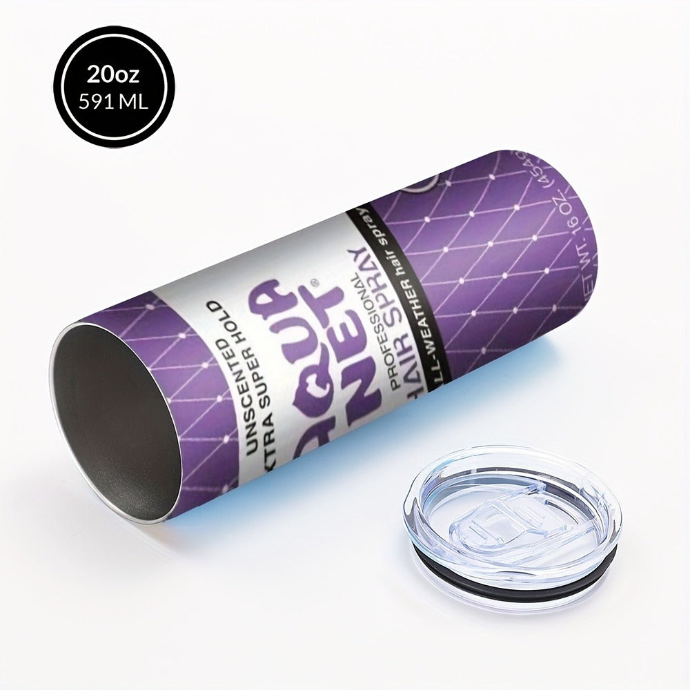 80s Retro Insulated Tumbler 20oz Stainless Steel - Vintage Nostalgia Travel Mug with Lid & Straw Purple Blue Graphic Gift for 80s Lovers Cosmetologists Mom Christmas