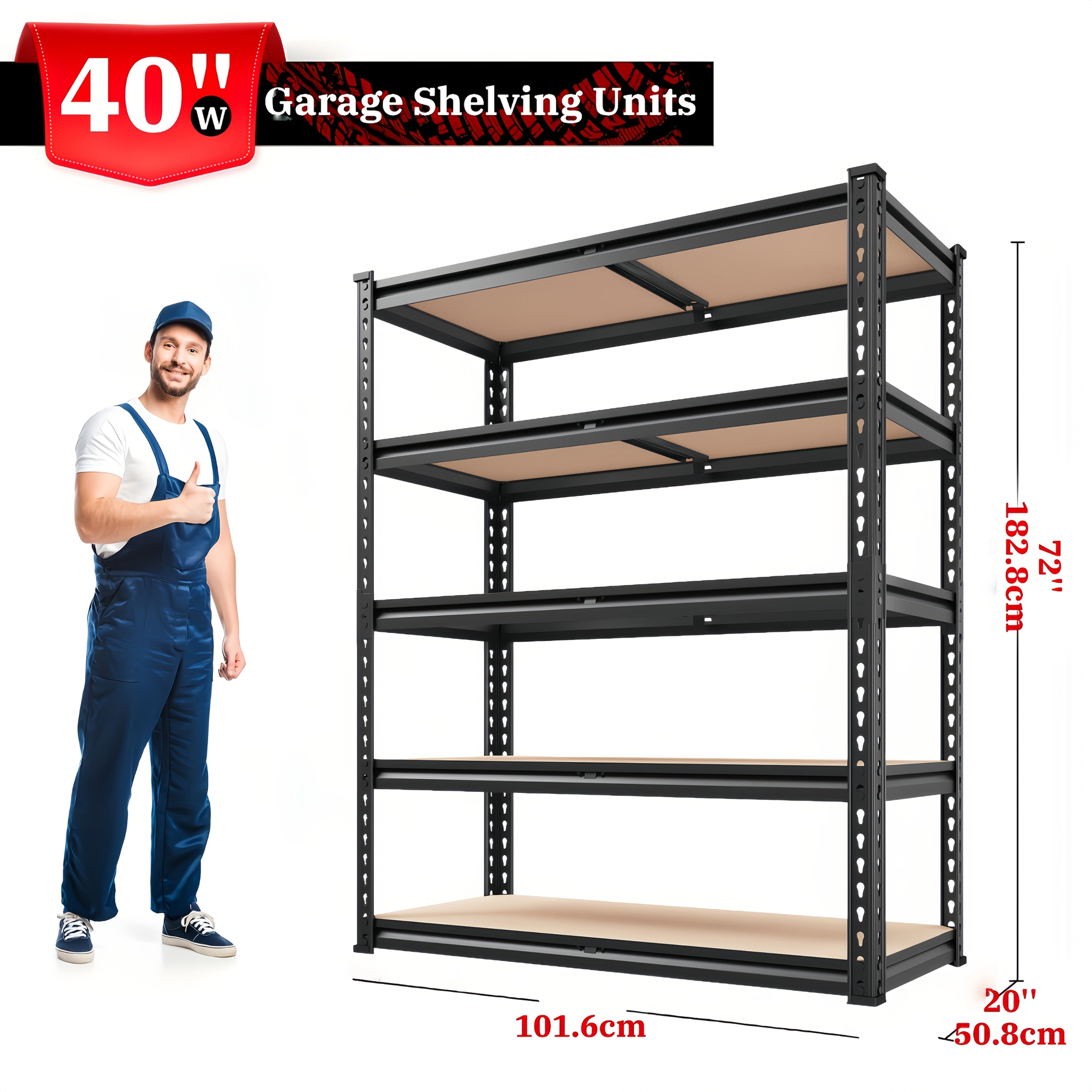 Heavy Duty Garage Shelving Unit 5-Tier Metal Storage Shelf ¨C 2000/2500 LBS Capacity Adjustable Steel Shelves for Garage, Basement & Warehouse | 60¡±/72¡± H Utility Rack for Kitchen, Pantry & Workshop