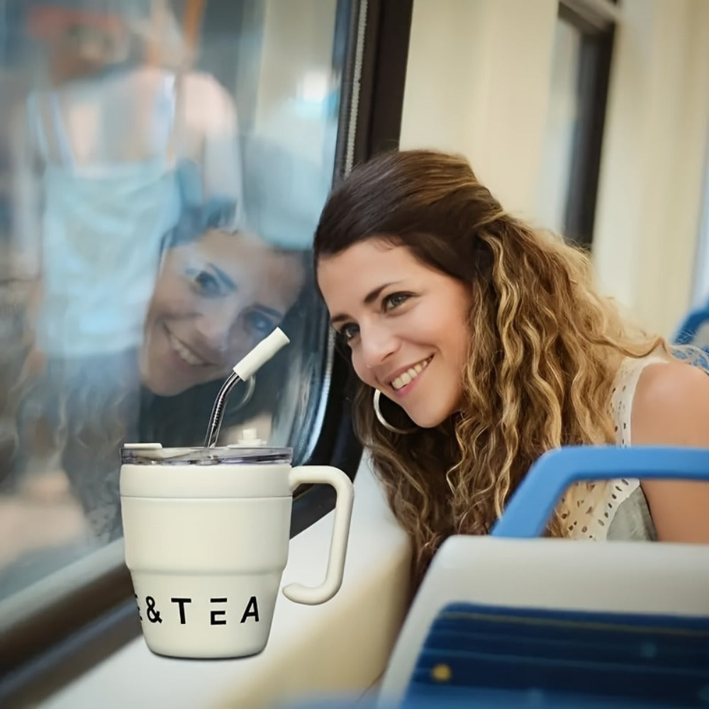 Insulated Stainless Steel Tumbler with Straw & Lid - 16oz Double Wall Vacuum BPA-Free Travel Mug for Hot & Cold Drinks