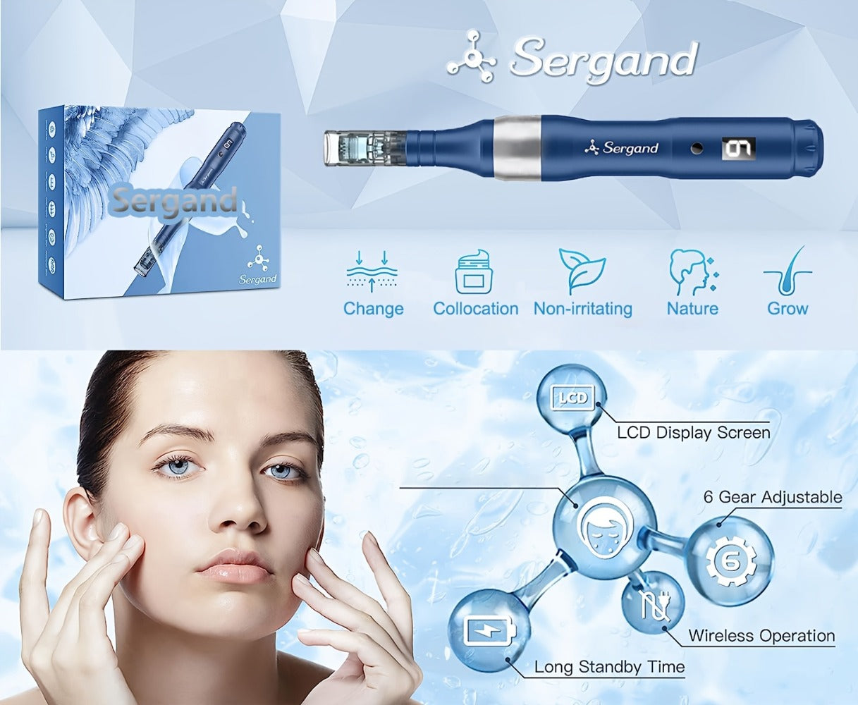 Electric Derma Pen Microneedling Device ¨C Professional 6-Speed Wireless Adjustable Dermapen with 20pcs Replacement Cartridges, Anti-Aging Skin Rejuvenation Microneedle Pen for Face & Body, Gift for Women