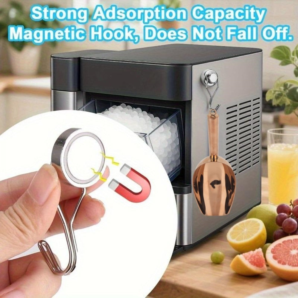 Ice Scoop Stainless Steel with Magnetic Hook Rose Gold Finish Compatible with GE Profile Opal Ice Maker Granular Ice Maker Unit Refrigerator Accessory for Ice Cubes Bars Parties Kitchen Gift