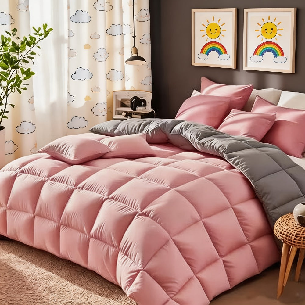 Comforter Set 7 Piece Bed in a Bag Full Queen King Soft Satin-Like Fabric with Fitted Sheet Flat Sheet Pillowcases Breathable Bedding Set for Bedroom Hotel