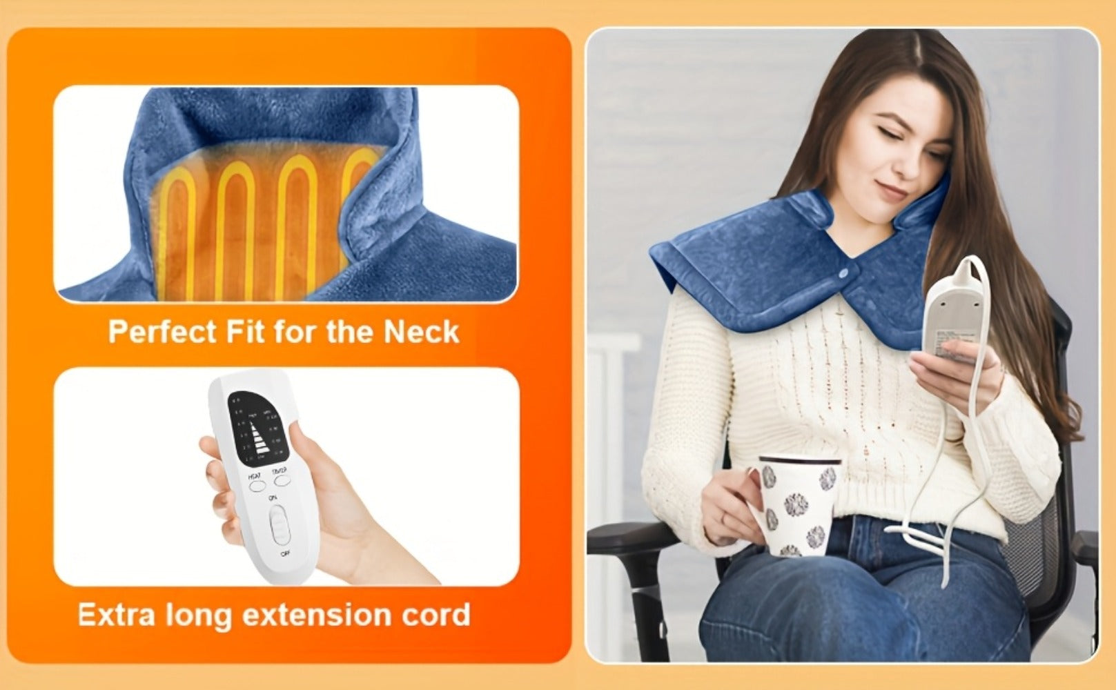 Graphene Heating Shawl Wrap Blanket - Ultra-Soft Coral Fleece Temperature-Regulating Neck Back Shoulder Warmer, Machine Washable Christmas Gift for Women Men Family