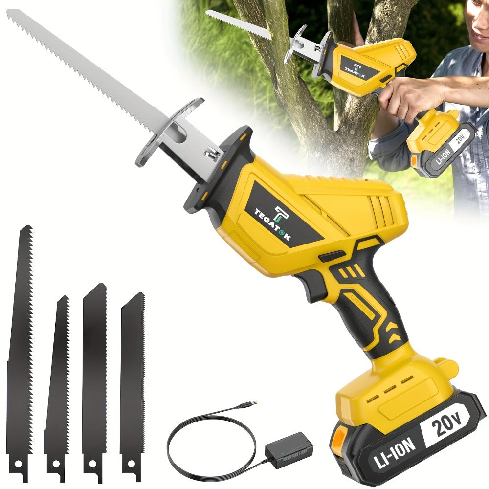 Electric Reciprocating Saw Cordless with LED Light & Safety Lock ¨C Multi-Purpose Cutting Tool with Replaceable Blades, 1 or 2 Battery Options, Carrying Case Included