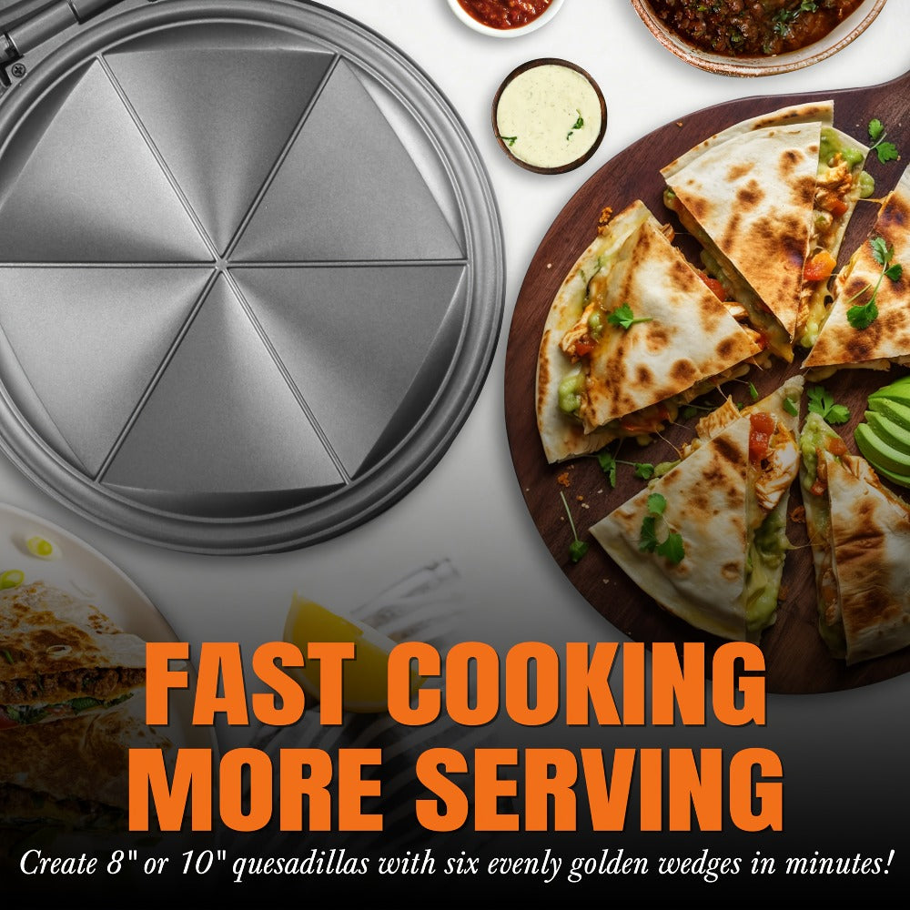 Electric Quesadilla Maker 9.5 Inch ¨C Grilled Cheese Machine, Extra Stuffing Capacity, Easy 6-Wedge Slice, Non-Slip Feet | Also Available as 12 Inch Pizza Maker