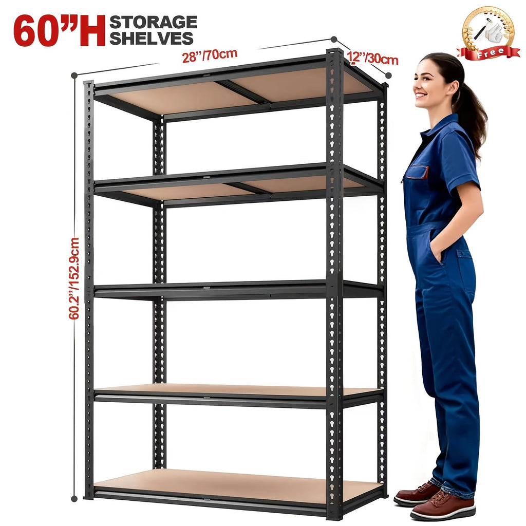5-Tier Garage Shelving Unit 2000 lbs Capacity Heavy Duty Adjustable Storage Shelves 72¡±/60¡±H x 35.5¡±W x 16¡±D for Garage, Closet & Pantry Organization ¨C Steel Rack Easy Assembly, Includes Gloves & Hammer