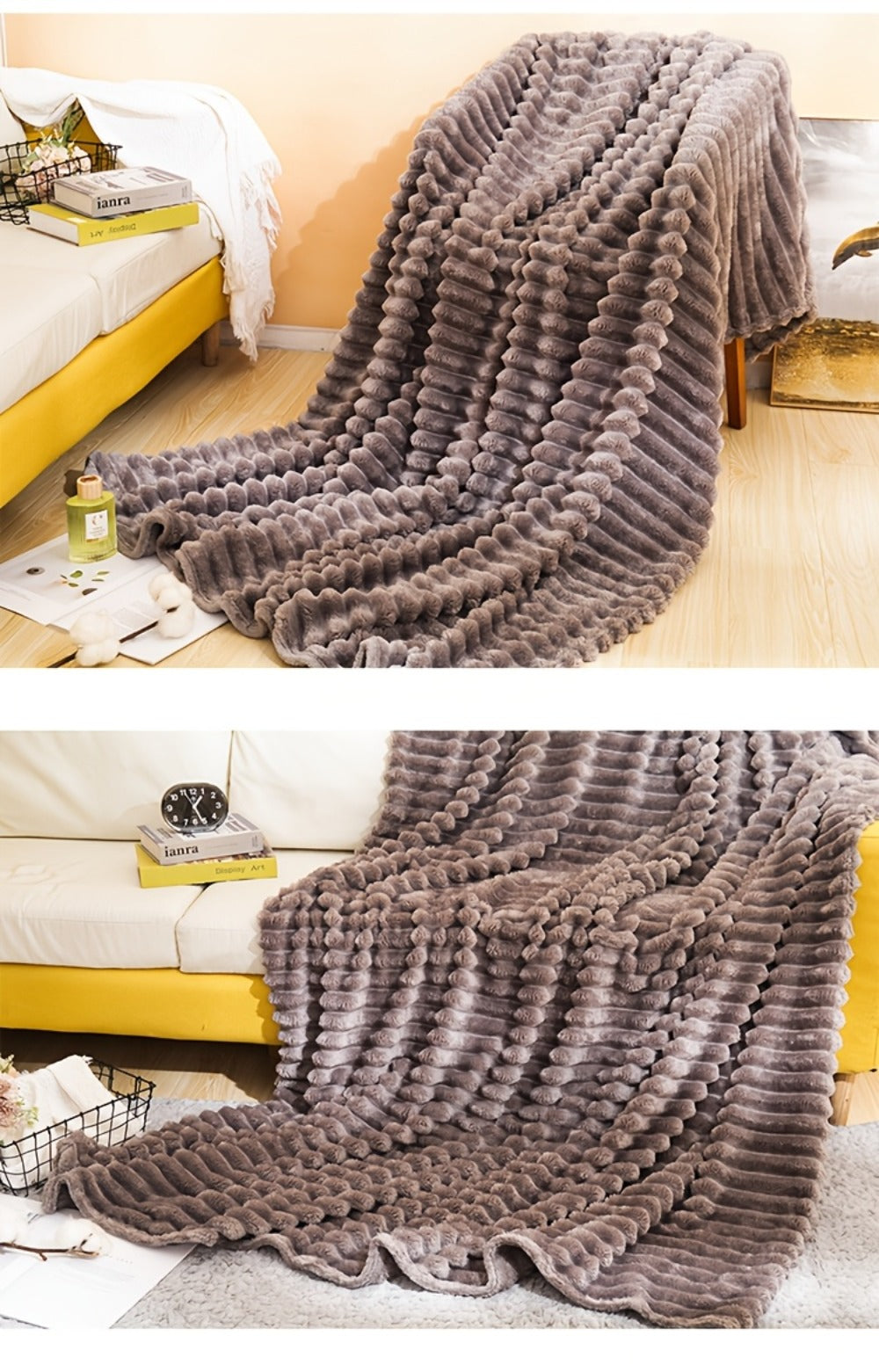 500gsm Heavy Plush Blanket ¨C Ultra Thick Soft Warm Fluffy Blanket for Bed, Sofa & Travel, Baby to Double Size, 5 Colors