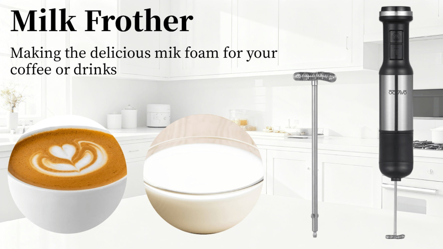 800W Immersion Hand Blender 5-in-1 Set ¨C Stainless Steel Stick Mixer with Whisk, Frother, 1000ml Cup & 450ml Food Chopper for Smoothies, Soup & More
