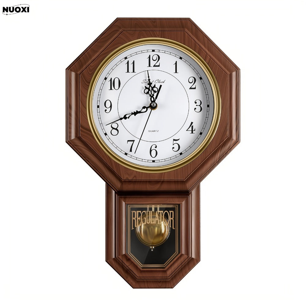 Pendulum Wall Clock with Hourly Striking Bell Sweeping Second Hand Vintage Traditional School Clock Adjustable Tuning Battery Operated Home Office Decor Mahogany Black