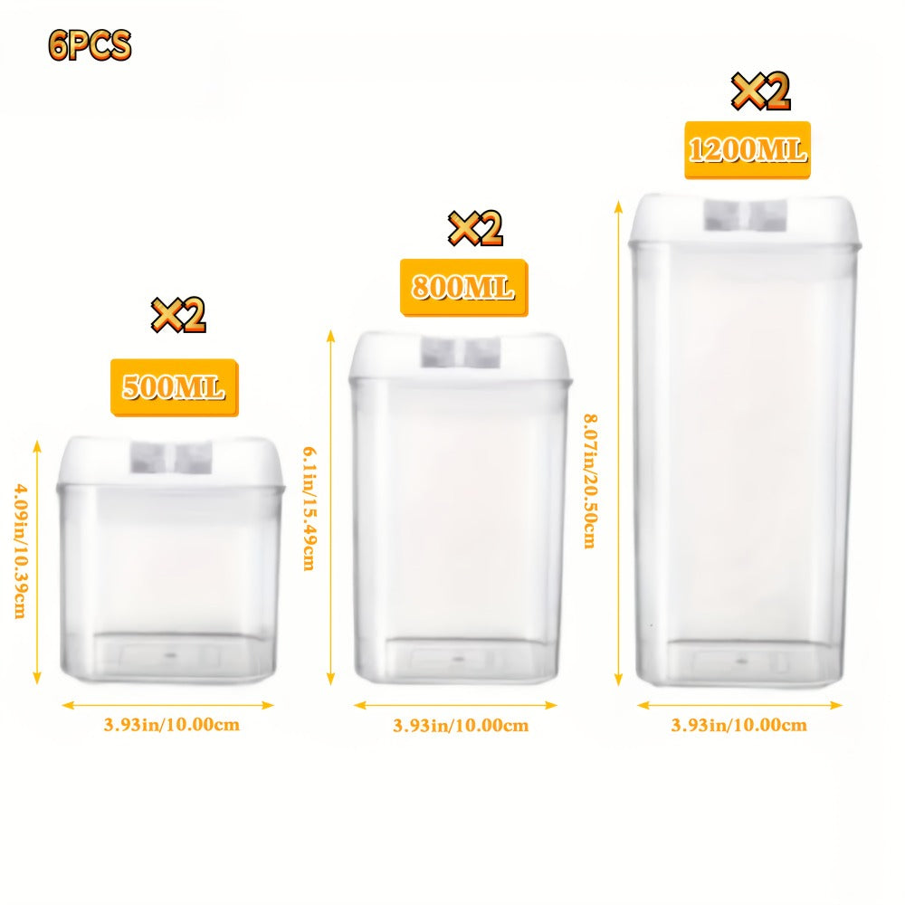 Plastic Food Storage Containers with Lids BPA Free - Leak Proof Airtight Kitchen Organizer Set for Cereal Grain Nuts Snacks Cookies Fruit Sugar - 3, 4, 6 & 7 Piece Sets