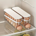 Double Layer Rolling Egg Dispenser Automatic Space Saving Refrigerator Egg Organizer for Cabinet Kitchen Storage Keeps Eggs Fresh White