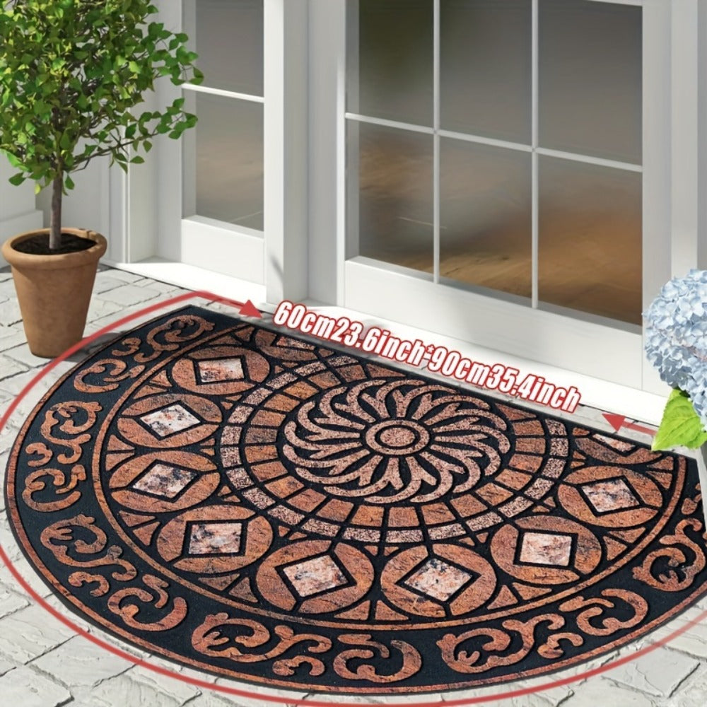 Outdoor Door Mat Heavy Duty Non-Slip Welcome Mat for Front Door Entrance Patio Porch, Durable Low-Profile Rug, Multiple Colors & Sizes, Light Blue Brown Dark Blue Gray Rainbow