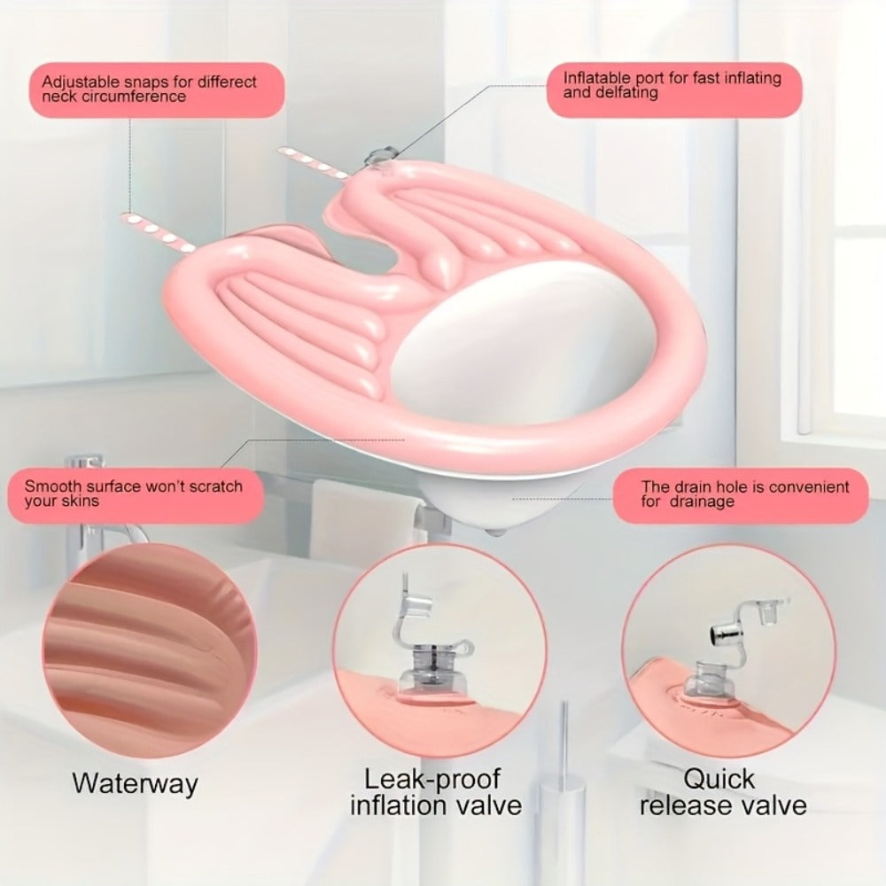 Inflatable Shampoo Basin for Bedridden Elderly - 4pcs Portable Hair Washing Basin with Air Pump & Drainage, Foldable Bed Shampoo Bowl for Seniors, Disabled, Pregnant Women, Injured Patients (Model A1)