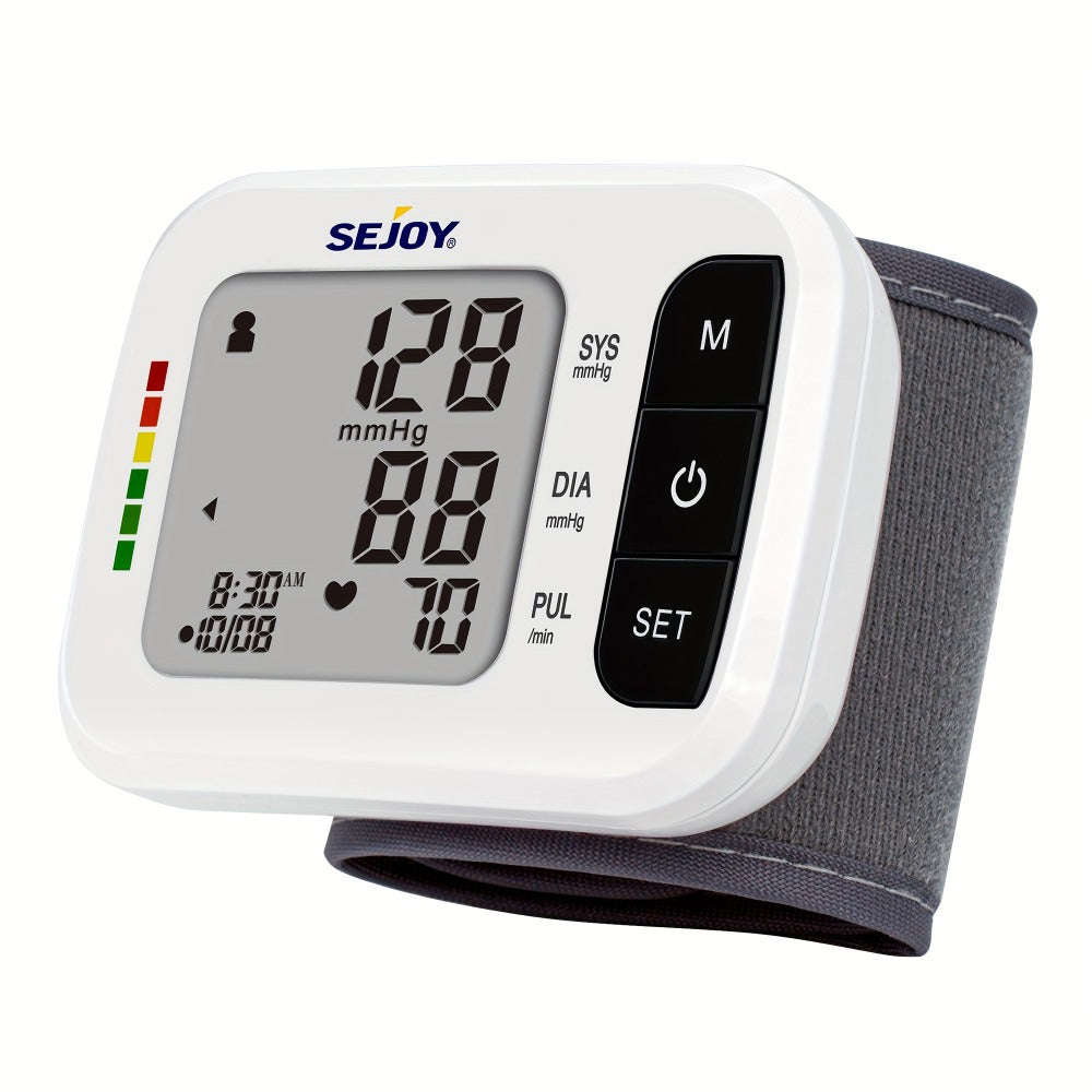 Wrist Blood Pressure Monitor - Sejoy Automatic Digital BP Machine with Large LCD Display, Wrist Strap & Batteries Included, Portable & Accurate for Home Use & Travel (Blue / White / Black / Purple)