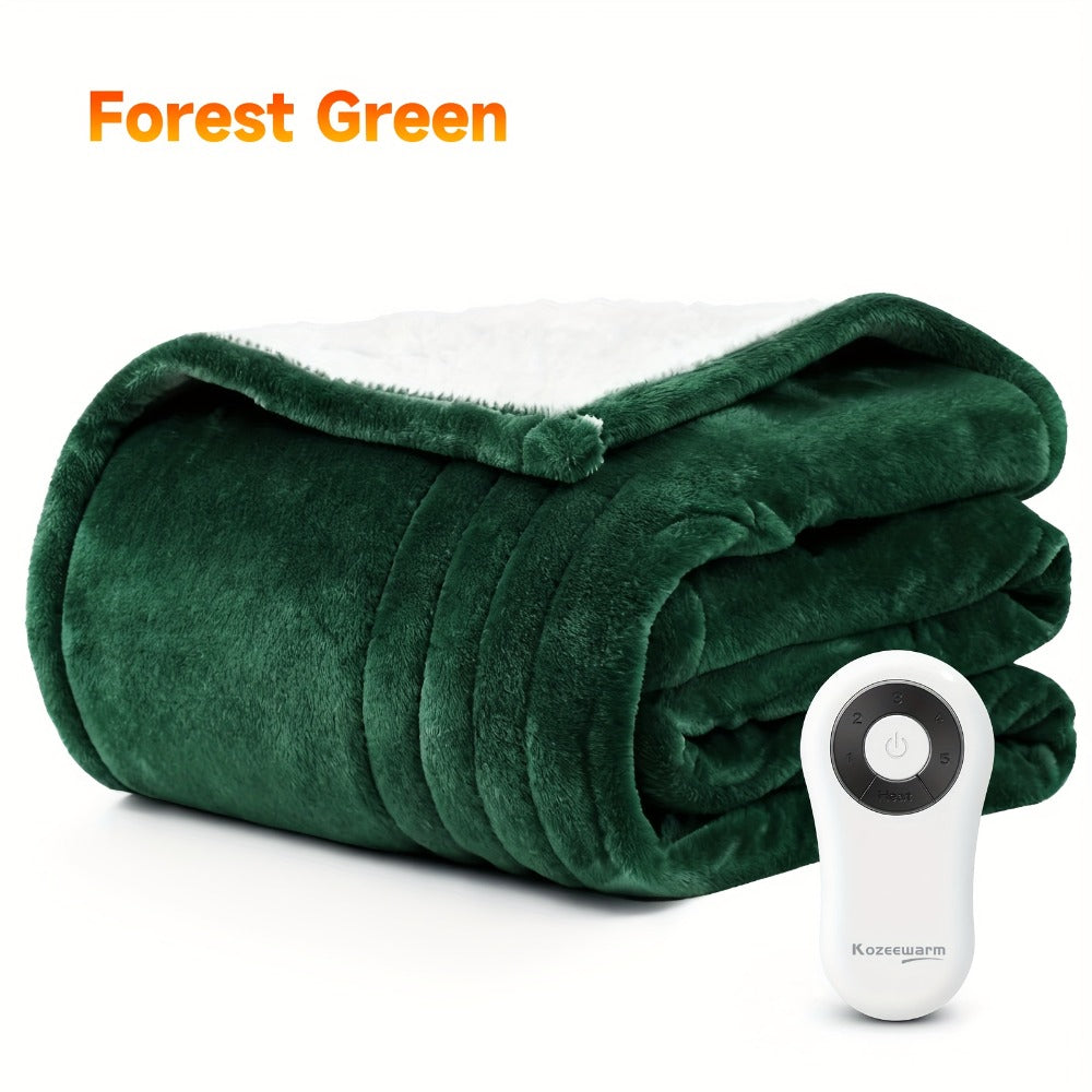 Dual Control Electric Heated Blanket with 10 Heat Levels - 10-Hour Auto Shutoff, Overheat Protection, Fast Heating, Soft Flannel, Machine Washable, 4 Sizes & 4 Colors, Bedroom Gift Blanket