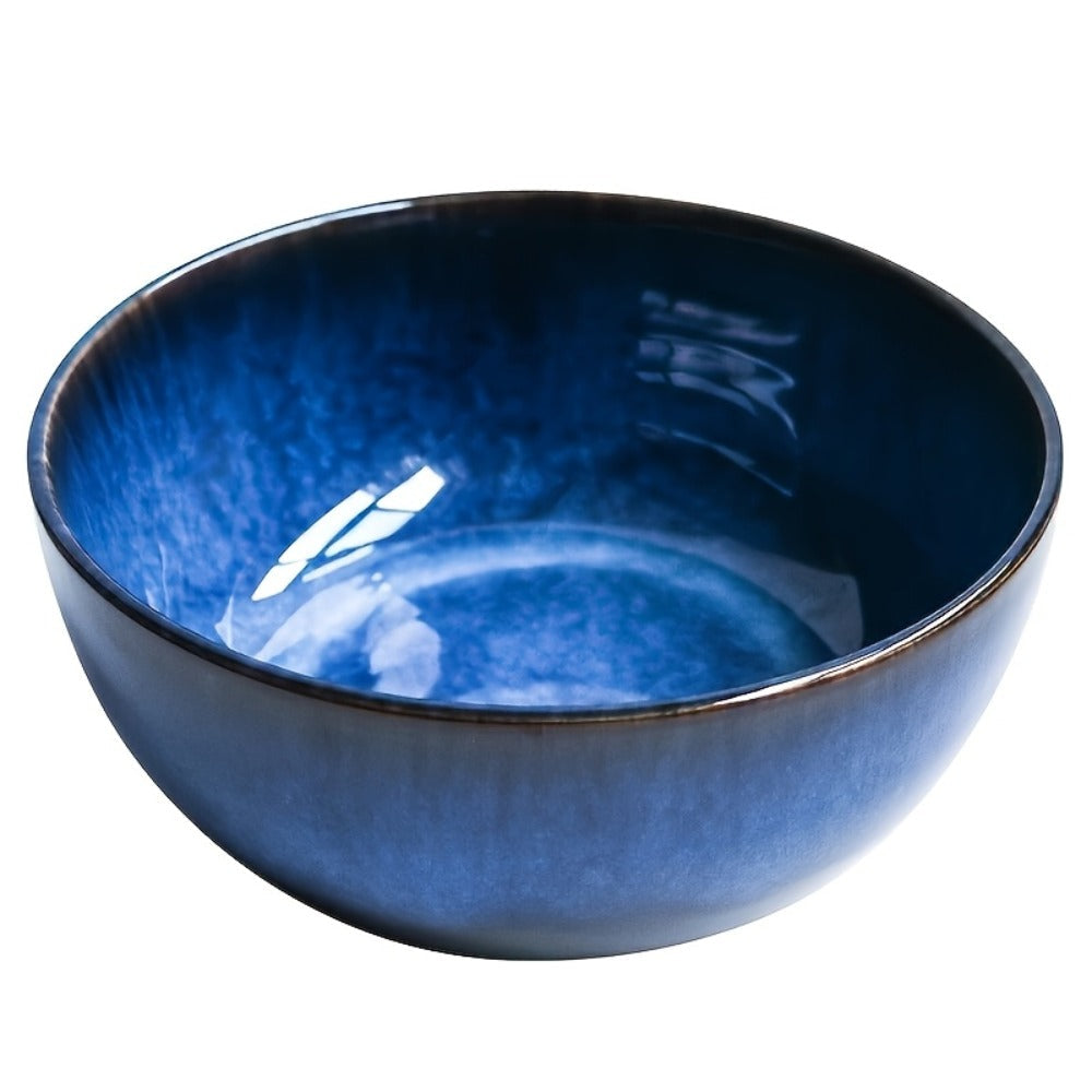 Extra Large Ceramic Bowls Set of 2 ¨C 81oz Deep Blue Salad Bowl, Ramen Noodle Soup Bowl, Stylish Durable Dinnerware for Home Kitchen, Restaurant & Holiday Gift