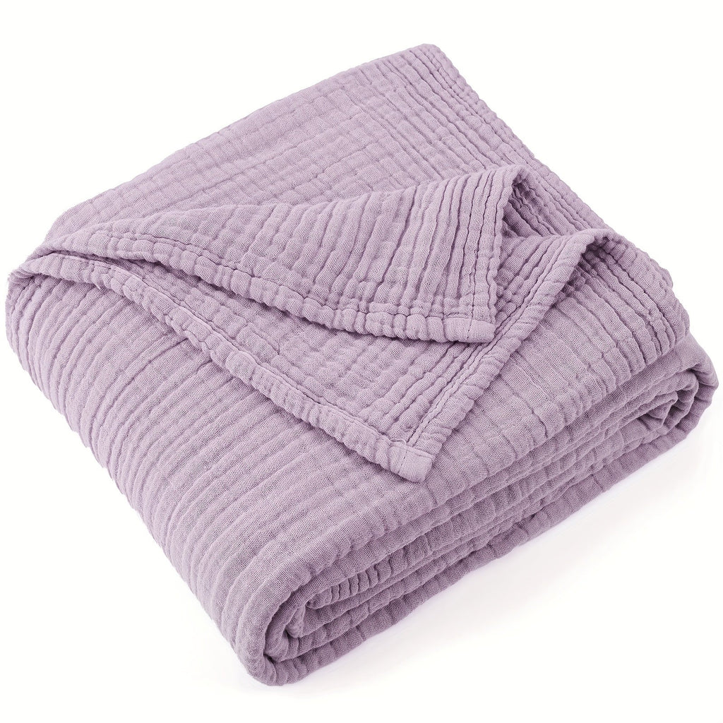 Muslin Blanket 100% Cotton 6-Layer ¨C Breathable Soft Gauze Throw for Couch & Bed, All Season, Machine Washable, 13 Colors, 5 Sizes