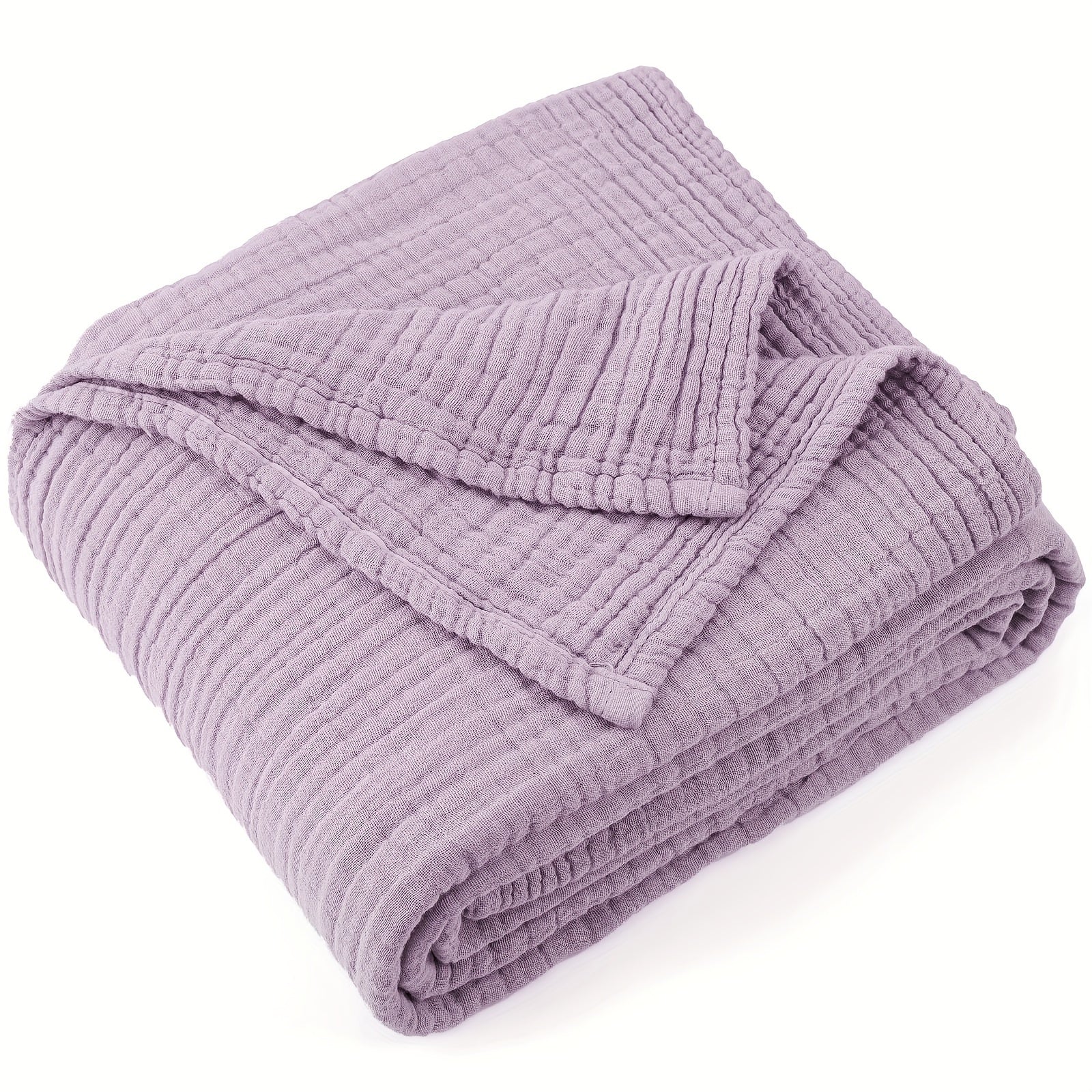 Muslin Blanket 100% Cotton 6-Layer ¨C Breathable Soft Gauze Throw for Couch & Bed, All Season, Machine Washable, 13 Colors, 5 Sizes