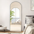 Full Length Floor Mirror with Stand ¨C Arched & Rectangular Full Body Mirror, Aluminum Alloy Frame, Shatter-Proof Nano Glass, Bedroom Living Room Cloakroom Wall Leaning Mirror