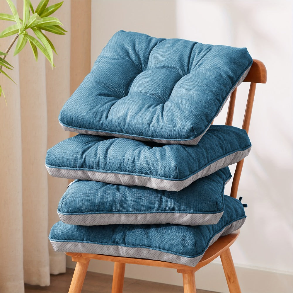 Memory Foam Chair Cushions Set of 4 ¨C Kitchen Chair Pads with Non-Slip Backing & Ties, 500GSM Thick Seat Cushions for Dining Chairs Indoor