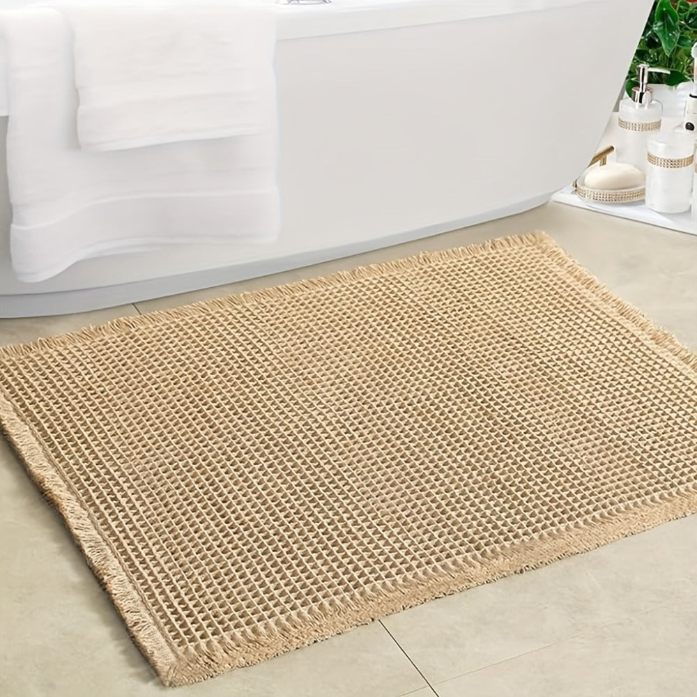 Non-Slip Bath Mat with Tassels Super Absorbent Ultra Soft Machine Washable Bathroom Rug with Anti-Skid Backing 2 Sizes