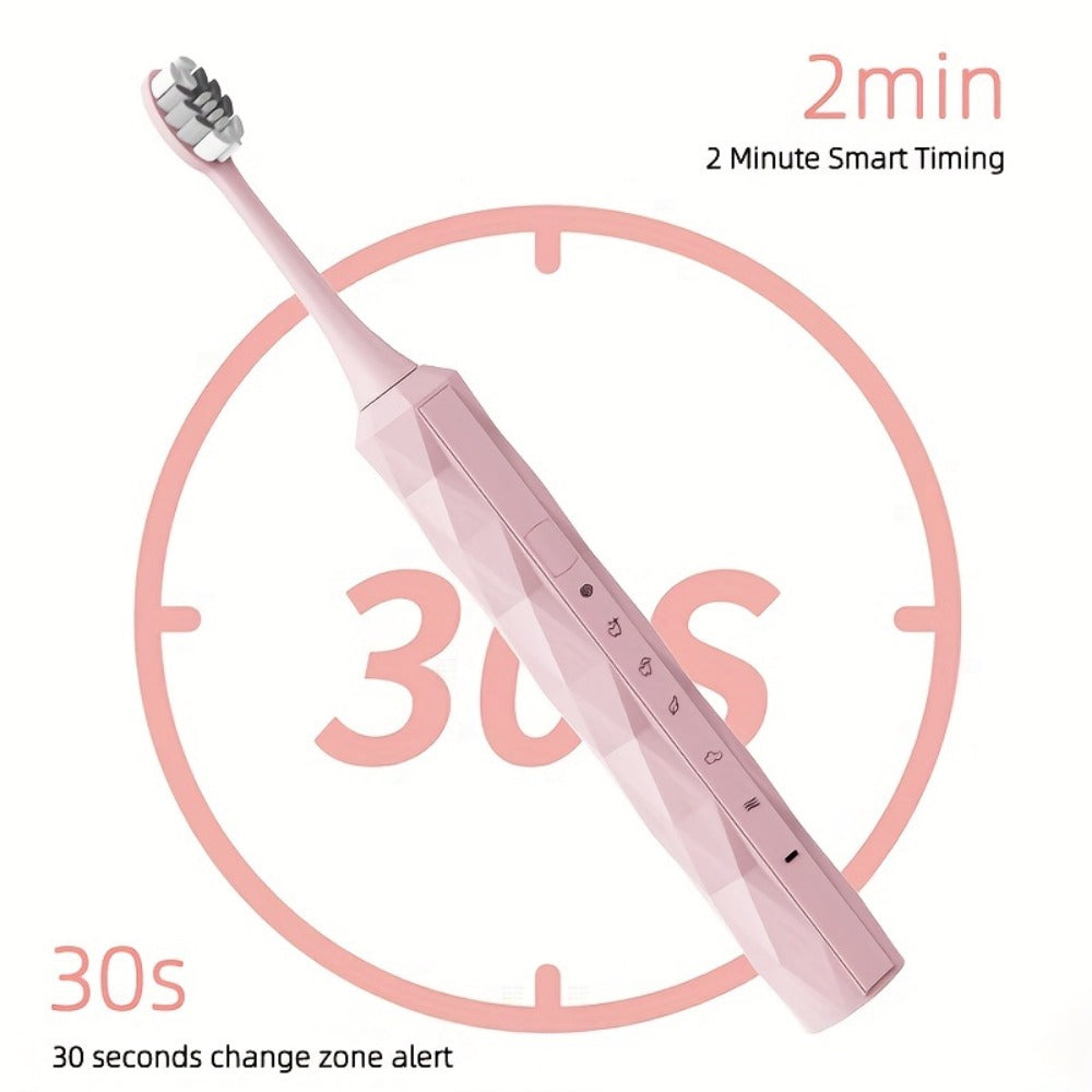 Sonic Electric Toothbrush IPX8 Waterproof ¨C USB Rechargeable, Smart Timer, Metal Handle, 5 Replacement Brush Heads, Soft Bristles for Adults Men & Women ¨C Black & Blue