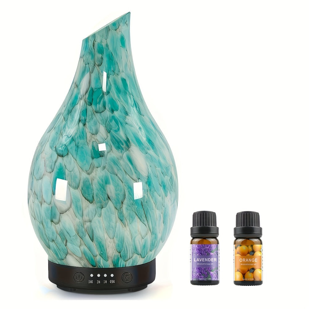 Essential Oil Diffuser Glass Ultrasonic Cool Mist Aromatherapy Diffuser ¨C 4.06 oz Quiet Waterless Auto Shut-Off, 4 Timer Settings, 7 Color Night Light, Home Office Bedroom Use (Silver)