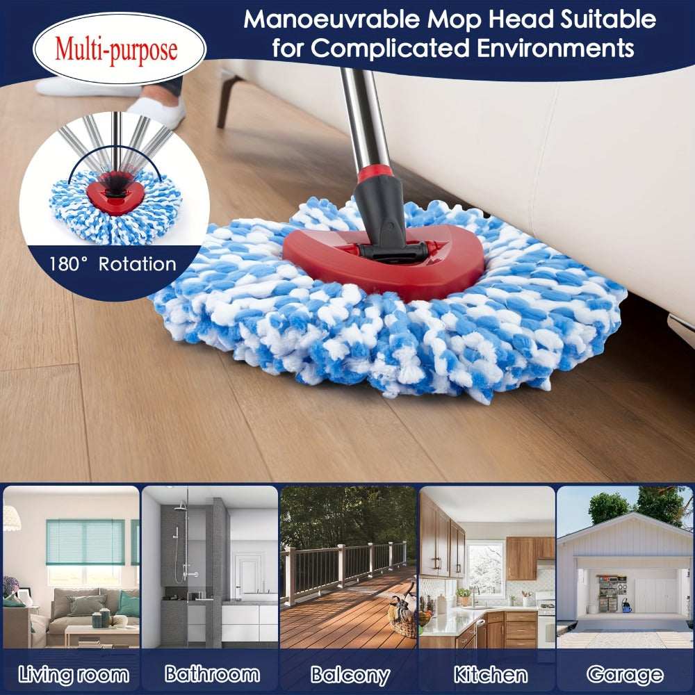 Spin Mop Replacement Heads 6 Pack with Scrub Brush & Base ¨C Microfiber Mop Heads Refills Machine Washable Deep Cleaning Floor Mop Pads for Spin Mop Bucket System Home Kitchen Hardwood Tile