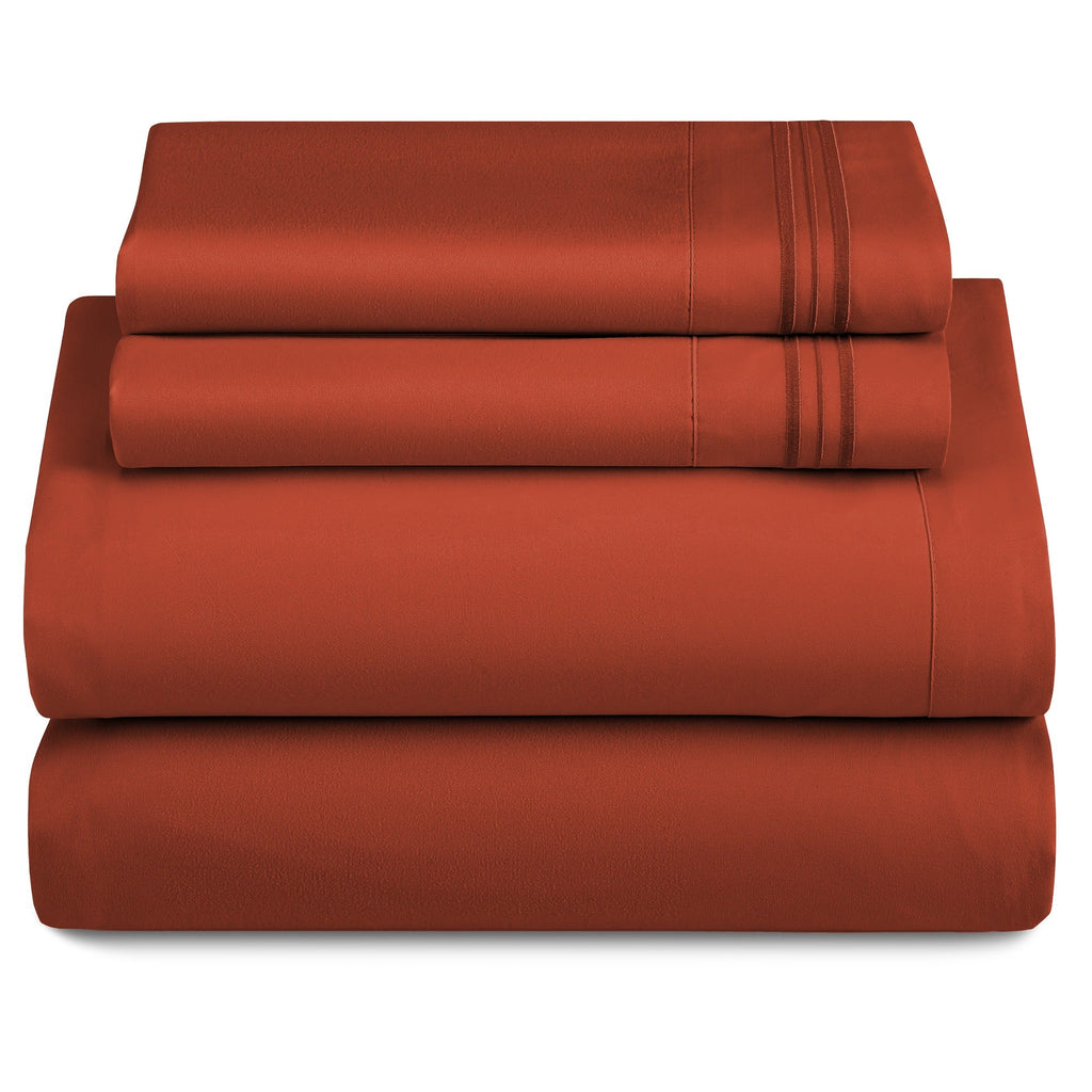 Bed Sheets Set 4-Piece Microfiber 1800 Series Deep Pocket Fitted Sheet Flat Sheet Pillowcases Soft Breathable Wrinkle Fade Resistant Twin Full Queen King Cal King 20 Colors