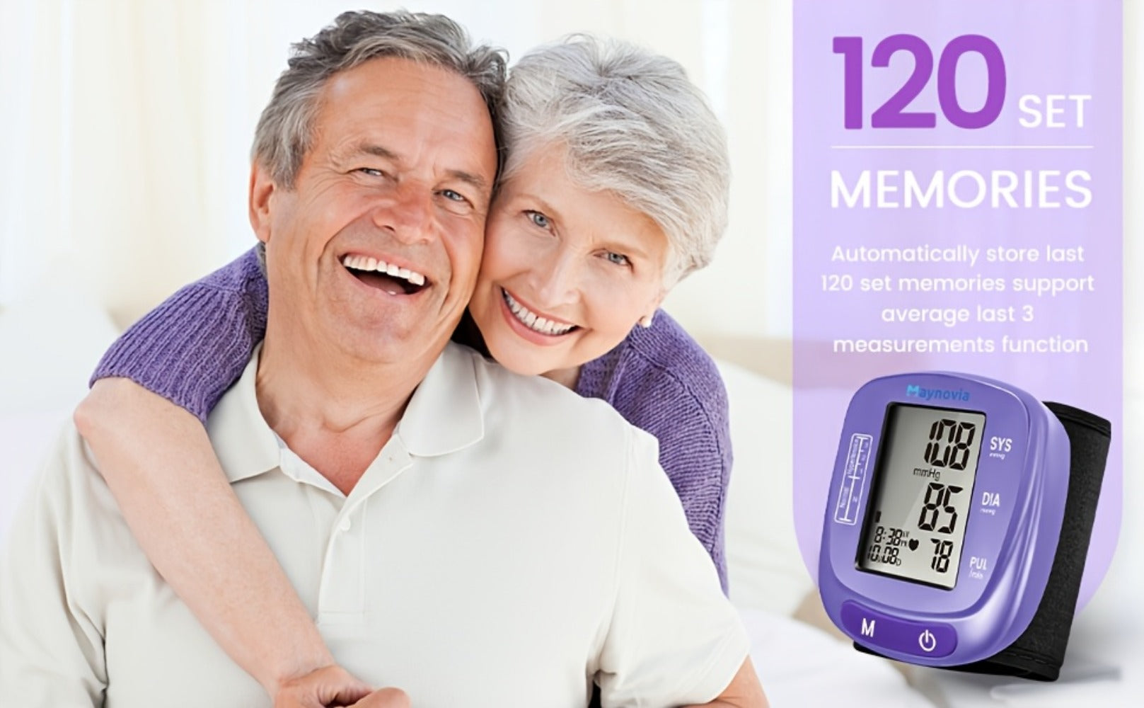 Blood Pressure Monitor Wrist Cuff with Oximeter Fingertip ¨C Digital BP Machine Home Use, 120 Memory, Portable Case & Battery Included, Fully Automatic Hypertension Tracker
