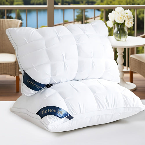 Bed Pillow 2 Pack Hotel Quality Twisted Flower Design 900g Fill - Adjustable Zipper Closure Breathable Polyester Sleeping Pillow for Side Back Stomach Sleepers, Luxury Soft Support Pillow Set