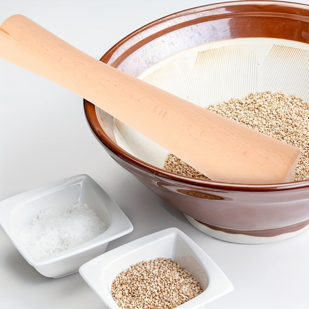 Wooden Sauerkraut Pounder for Mason Jars - 11.6 Inch Solid Wood Fermentation Tamper Kraut Pounder Pestle for Vegetable Fermentation, Kimchi, Pickles & Home Brewing - Easy to Clean Kitchen Tool