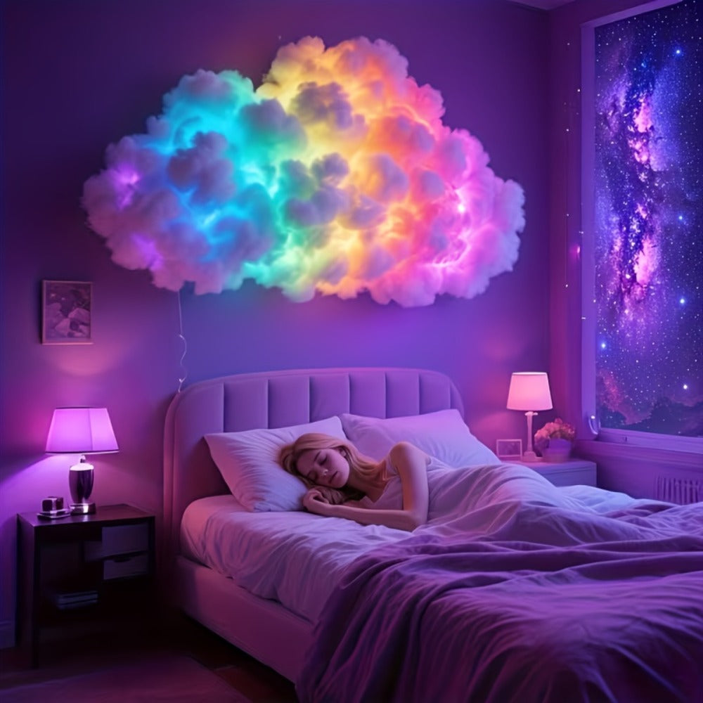 3D Thunder Cloud Lamp RGB Music Sync LED Light USB Powered Sound Sensitive IC Mood Lighting for Game Room Photography Studio Halloween Christmas Party Atmosphere Decoration