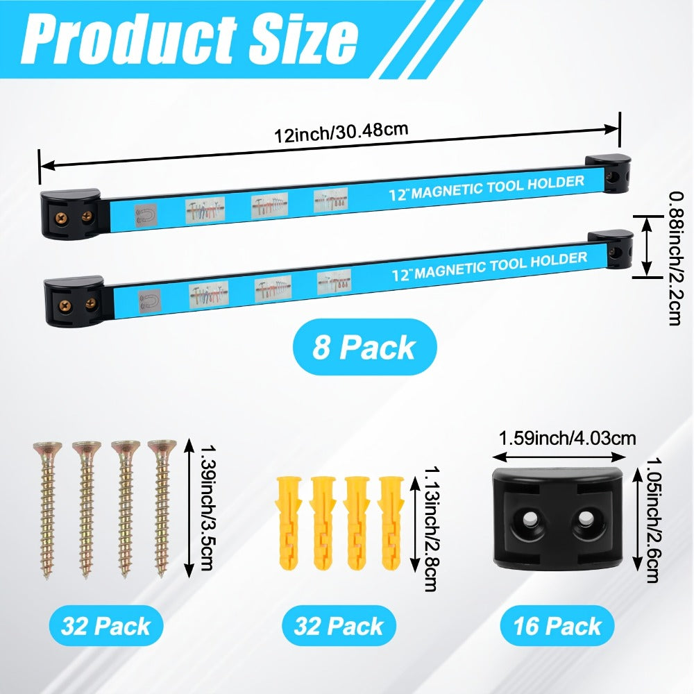 Magnetic Tool Bar Wall Mount Tool Holder 12/18 Inch ¨C Heavy Duty Iron Magnetic Knife Strip & Tool Rack for Kitchen, Workshop & Garage | Wall Mounted Tool Organizer for Knives, Chisels & Hardware Tools