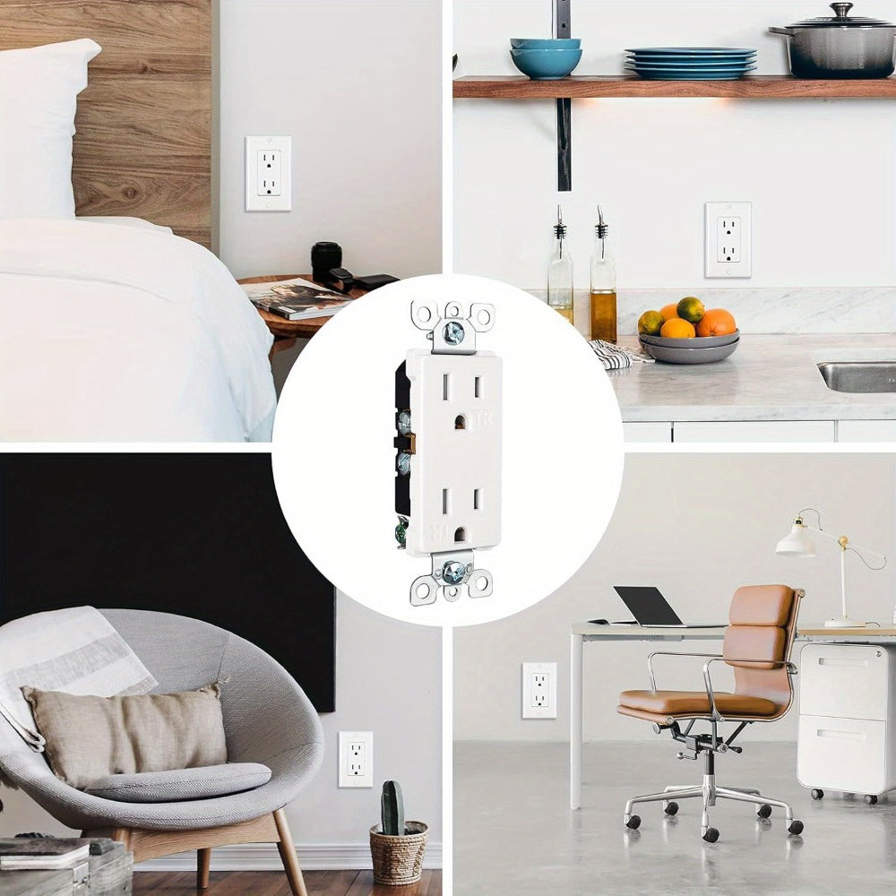 15 Amp Tamper Resistant Wall Outlet 20 Pack with Decorator Wall Plates Included Standard Electrical Receptacle 125V White Duplex Outlet for Home Office Kitchen