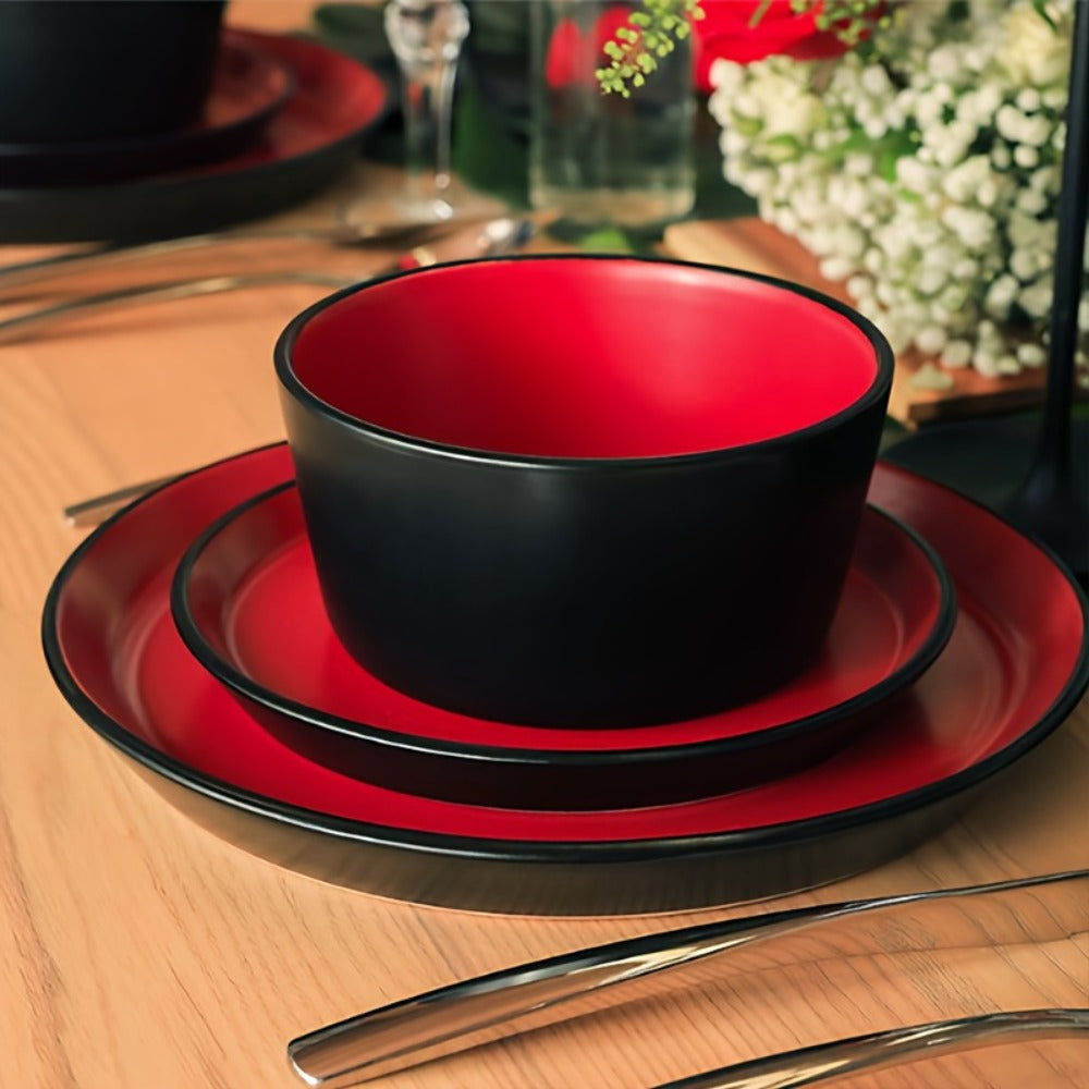 Ceramic Dinnerware Set for 4 ¨C Porcelain Plates Bowls Cups Matte Finish Dishwasher Microwave Oven Safe Stoneware Tableware Scratch Resistant for Restaurant Kitchen Wedding Anniversary Gift