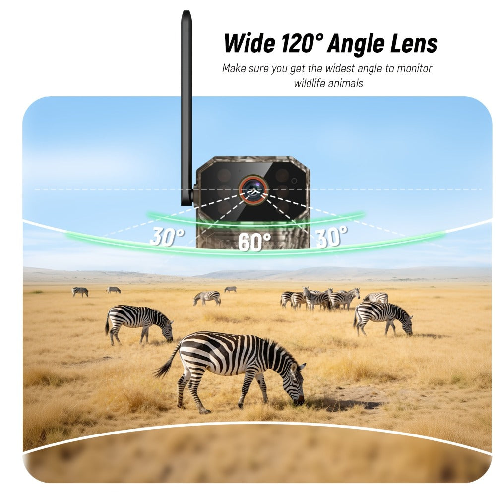 4G LTE Cellular Trail Camera with Solar Panel ¨C 4K Wildlife Monitoring Camera, PIR Motion Sensor, Infrared Night Vision, Two-Way Voice, Remote Access, No WiFi Required, for Hunting & Security (Camo/Brown)