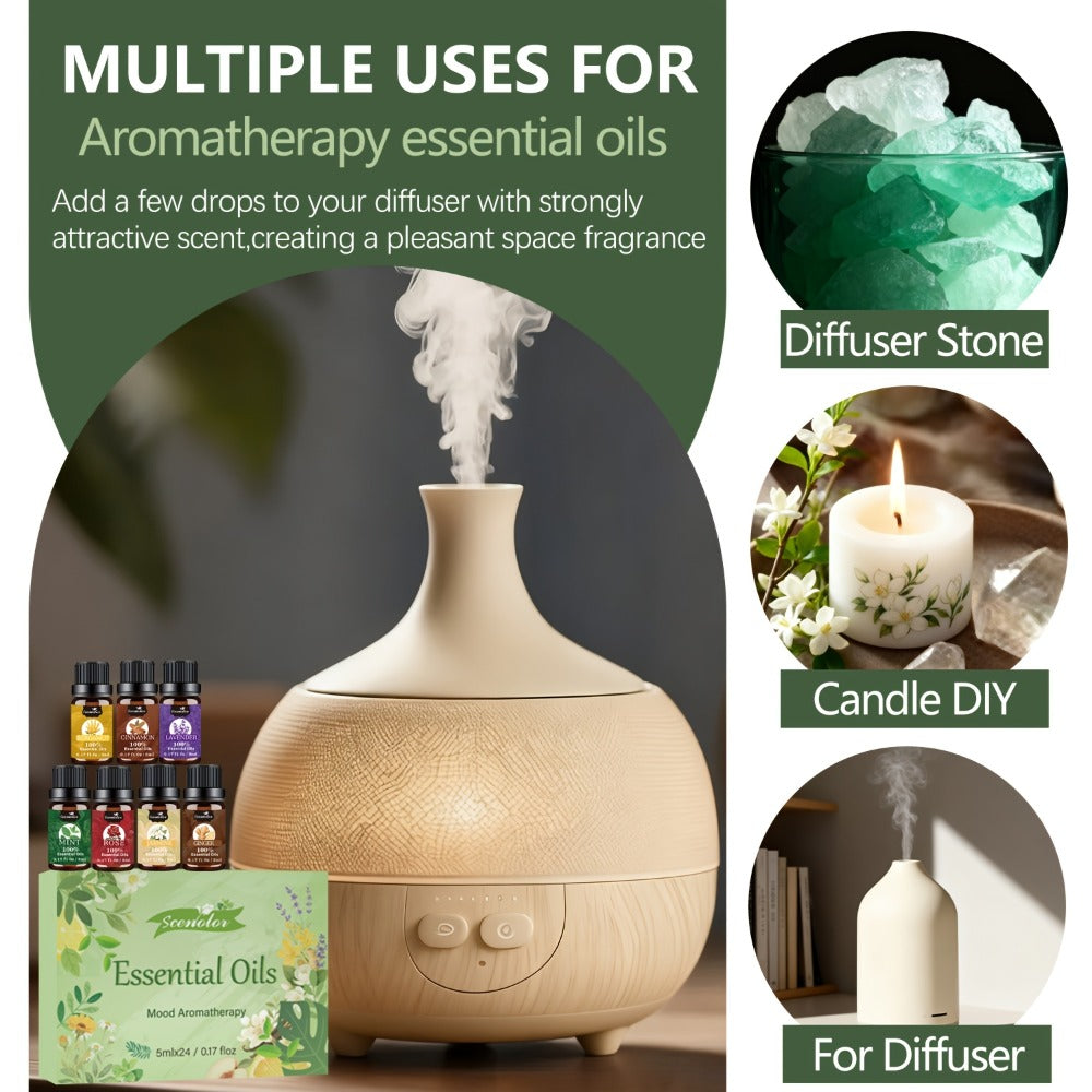 Fragrance Essential Oil Gift Set ¨C Premium Hotel Scent Diffuser Oils for Candle Making, Aromatherapy & Home Fragrance | 12 or 24 Piece Set