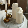 Ribbed Soy Wax Pillar Candles 2-Pack White - 20 Hour Burn Cylindrical Candles for Home Decor, Wedding, Christmas, Valentine's Day & Birthday