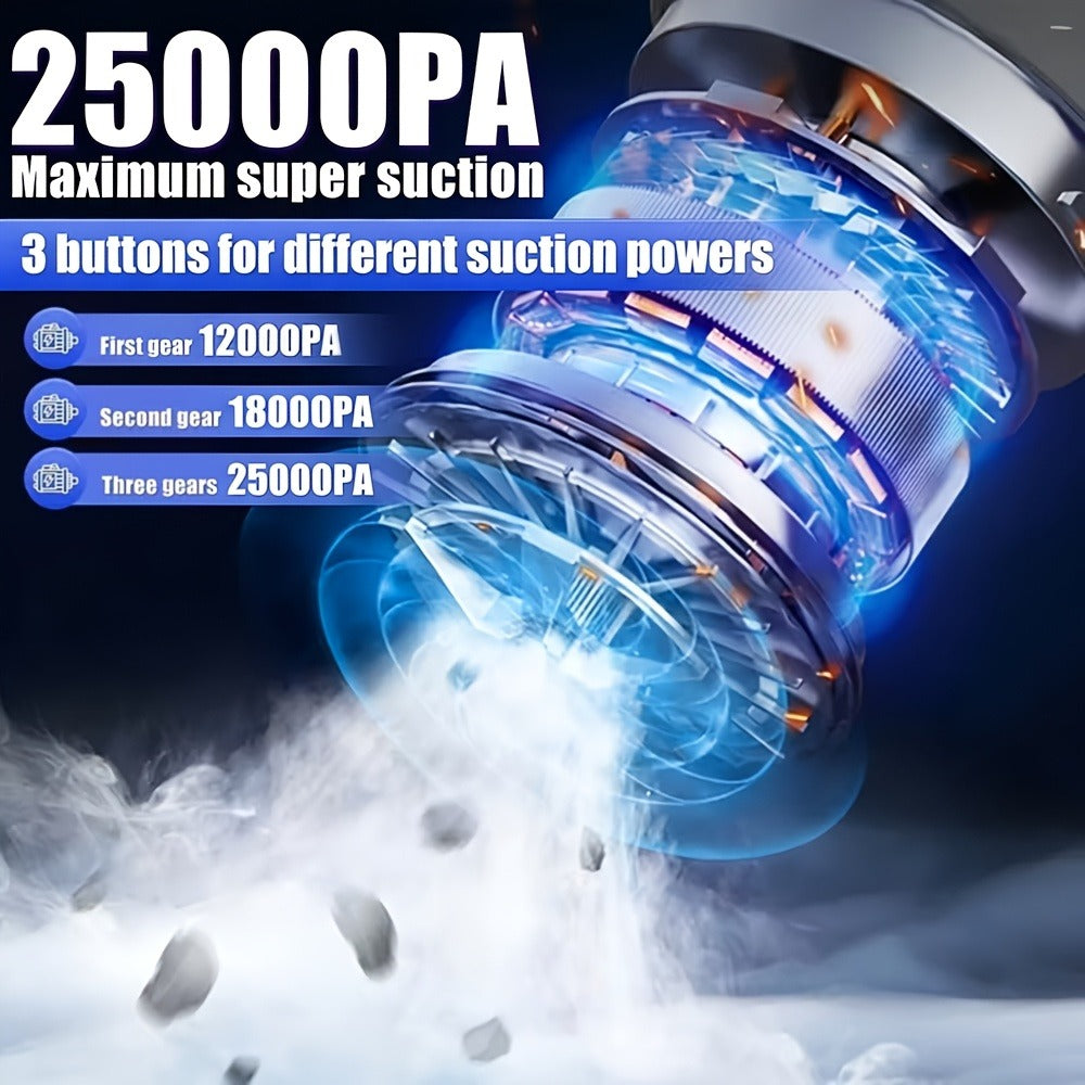 25000PA Handheld Cordless Car Vacuum Cleaner 9-in-1 Rechargeable Brushless Motor Washable Filter Low Noise with Multiple Attachments for Car Home Pet Office Purple Black