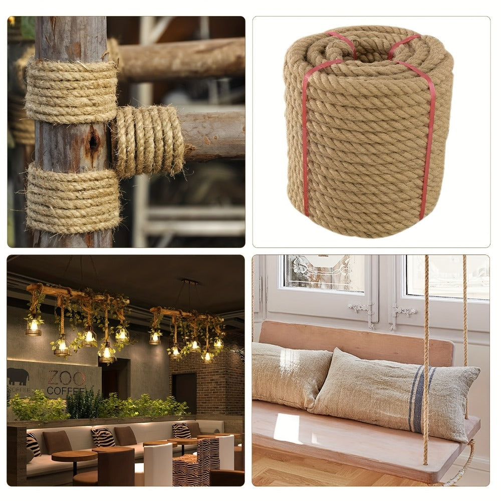 Manila Rope Natural Jute Twisted Hemp Rope ¨C 3/4¡± 1¡± 1-1/4¡± 1.5¡± Thick Heavy Duty Outdoor Rope for Swing Bed Hammock Railing Crafts Tug of War Landscaping Gardening Bundling Home Decor