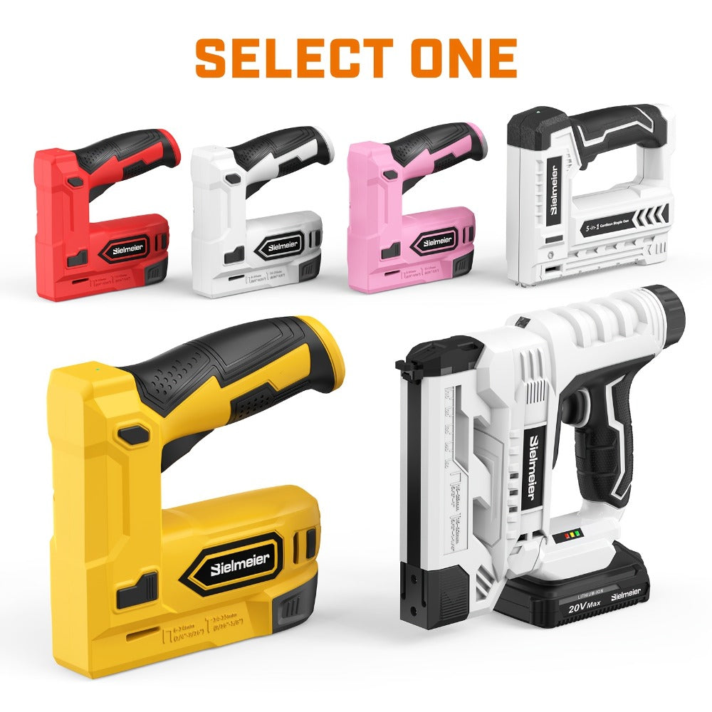 Cordless Stapler Brad Nailer 2-in-1 4V / 20V No Compressor ¨C Lightweight with Battery, Charger & 1600pcs Nails & Staples, for Carpentry, Home Improvement, Upholstery & DIY ¨C Multiple Colors & Upgrade Versions