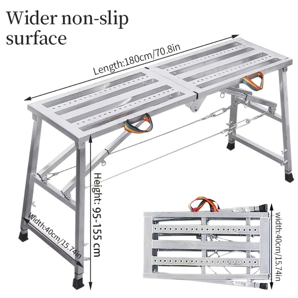 Folding Scaffold Step Stool Adjustable Height 39-79¡± Portable Steel Work Platform 1300 lb Capacity for Home Renovation Painting Car Washing RV Cleaning
