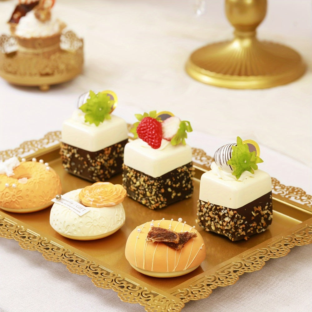 Cake Stand Set of 8 with Crystal Pendants 3-Tier Cupcake Tower Metal Dessert Display for Wedding Birthday Baby Shower Party Decor